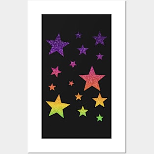 Bright Rainbow Ombre Faux Glitter Stars Posters and Art